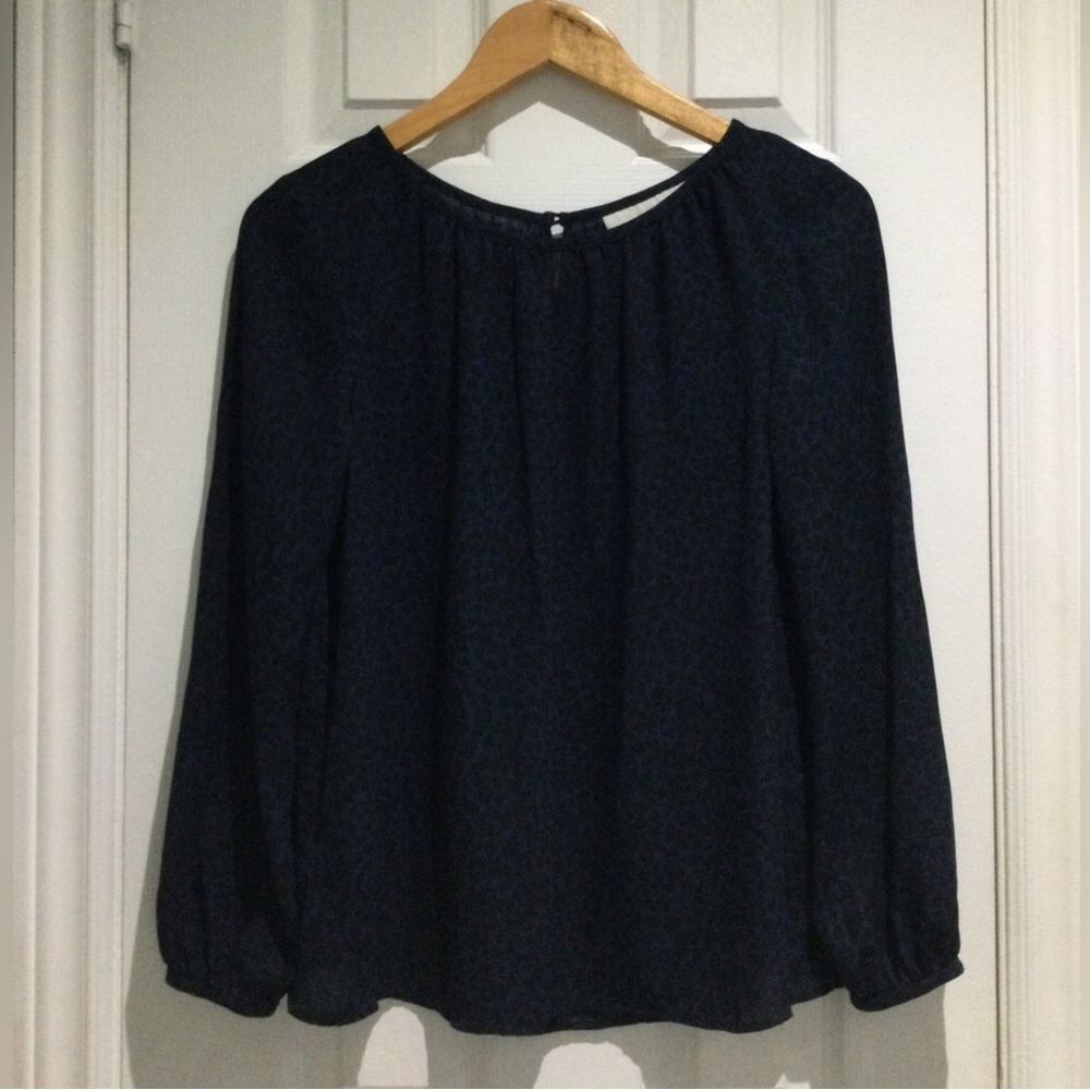 LOFT Midnight Blue Women's Leopard Print Blouse